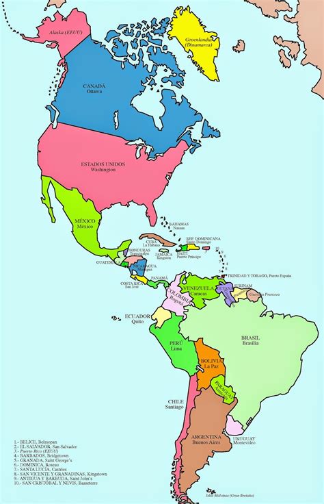 Mapa Politico America Con Capitales Mapa De Am Rica Pa Ses Y
