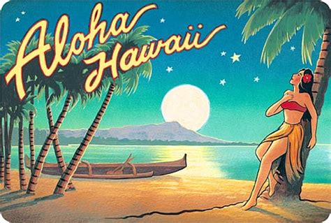 Hawaiian Vintage Postcard Aloha Hawaii Moon Kerne Erickson