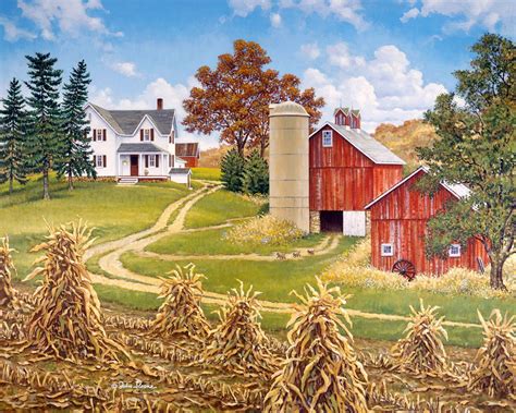 Summer Country Farm Scene Paintings