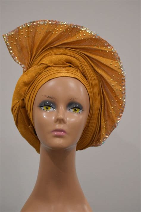 Autogele Aso Oke Ready To Wear Autogele Pre Tied Gele Etsy African Head Dress Head