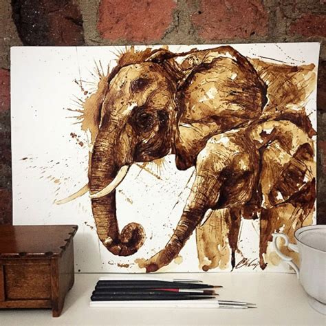 Watercolor Coffee Portraits Picture Artist Uses Coffee To Show Love