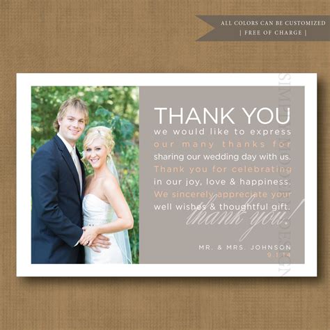 Photo Thank You Cards Wedding Card Digital Download Template Love