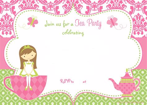 Free Printable Magical Garden Tea Party Invitation Templates
