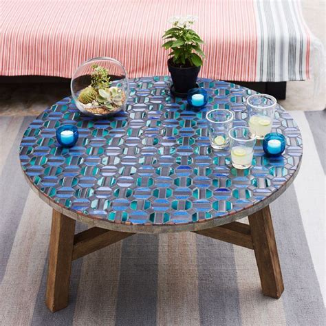Add style, function, and flair to your outdoor patio, deck, or pool with this ceramic mosaic side table. Mosaic Tiled Coffee Table - Indigo | west elm | Mosaic ...