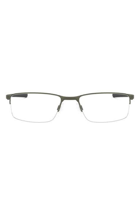 oakley 52mm semi rimless rectangular optical glasses in satin olive what s on the star