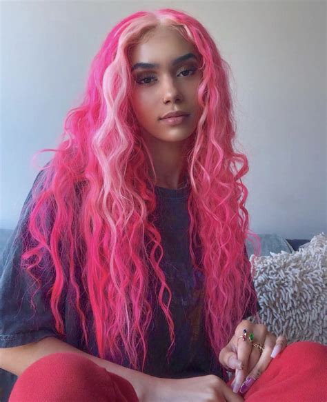 indya marie pink two tone lace frontal wig dyed natural hair hollywood hair hair inspo color