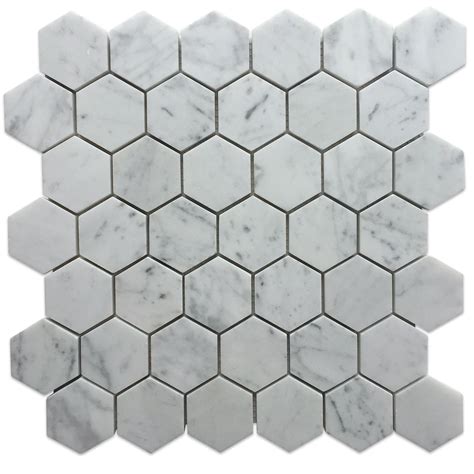 Carrara Marble Hexagon Mosaic 2″ Wholesale Marble Tiles