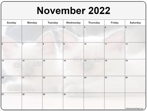 Collection Of November 2022 Photo Calendars With Image Filters