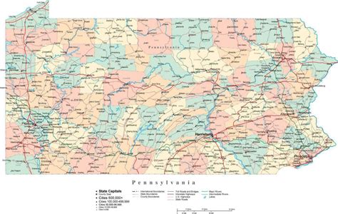 Pa State Map With Counties And Cities Map