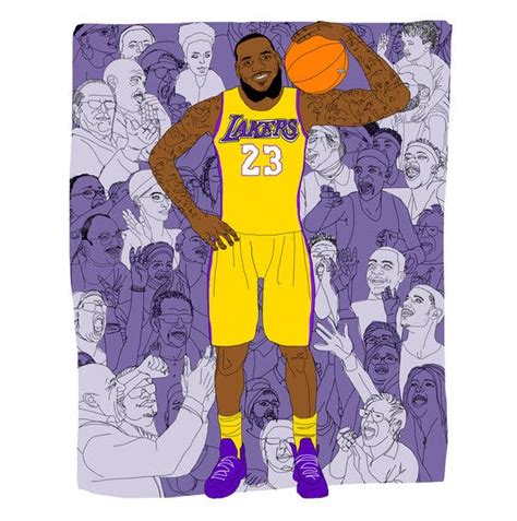 Lebron James Cartoon Lakers Dunking