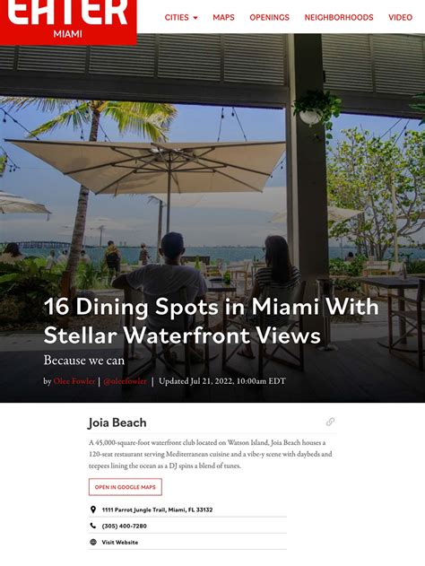 Eater Miami July 2022 Dining Spots In Miami With Stellar Waterfront