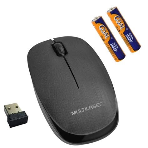 Mouse Sem Fio Wireless 2 4 GHz 1200 Dpi Multilaser MO251 2 Pilhas