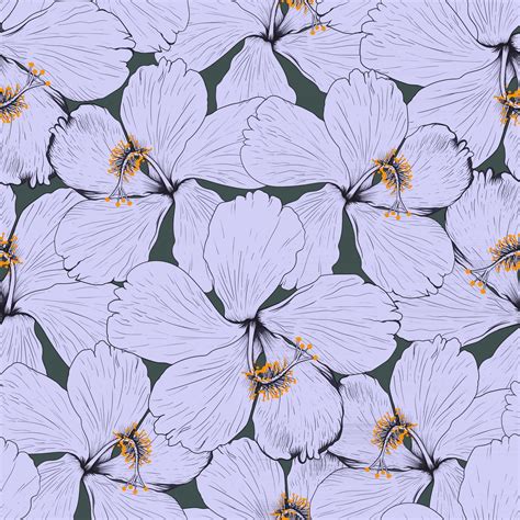 Seamless Pattern Hibiscus Flowers Abstract Backgroundvector