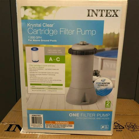 Intex 1000 Gph Krystal Clear Cartridge Filter Pump For Above Ground