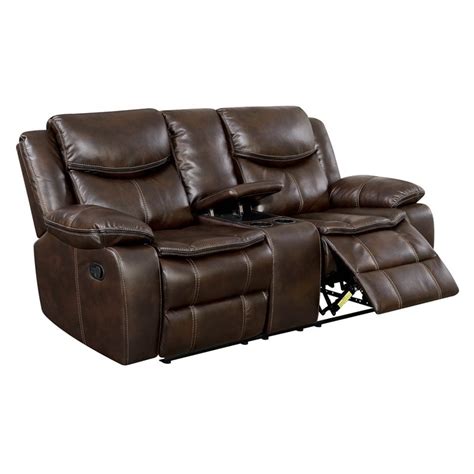 Furniture Of America Calvin Faux Leather Reclining Loveseat And Console