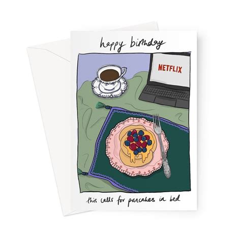 Modern Birthday Card For Her Breakfast In Bed Birthday Card Etsy Uk