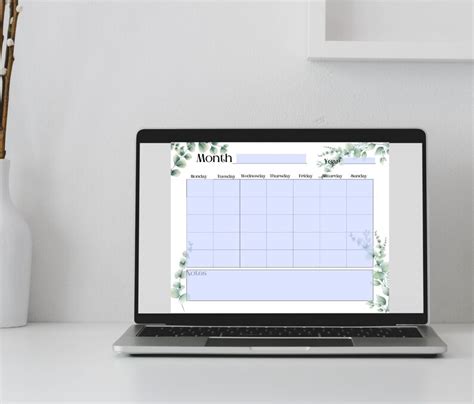 Blank Month Calendar Open Calendar Landscape Printable Editable