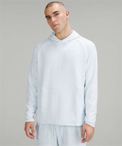 At Ease Hoodie Heathered Powder Bluewhite Luludrops