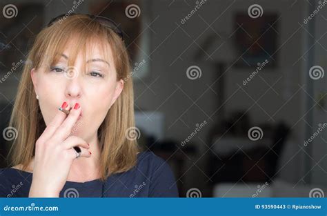 Woman Smoking A Cigarette Stock Image Image Of Cigarette