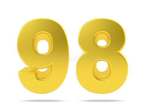 Gold Metal Number 98 Ninety Eight Isolated On White Background 3d