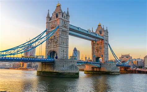 Download Wallpapers Tower Bridge 4k Sunset River Thames London