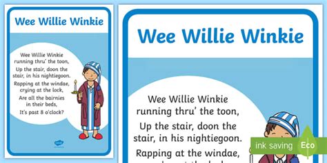 Wee Willie Winkie Nursery Rhyme Poster Profesor Hizo