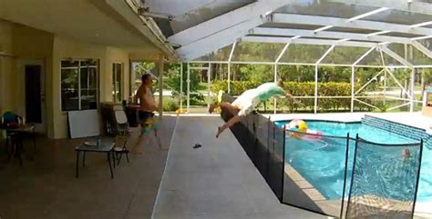 father hailed after making a ‘superman jump into pool to save his son from drowning video