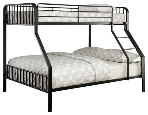Bowery Hill Twin Over Full Metal Slat Bunk Bed In Black Transitional