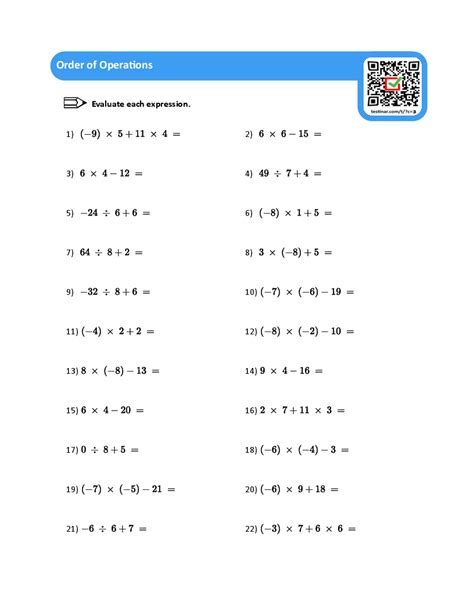 Order Of Operations With Signed Numbers Worksheets