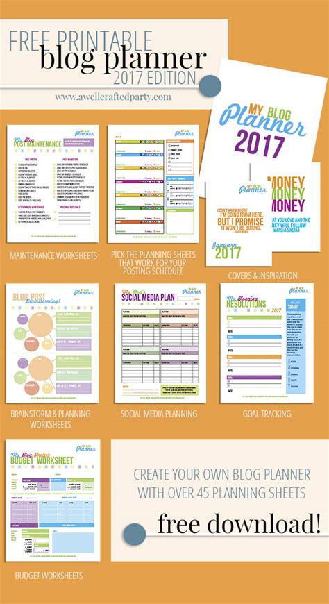 Free Printable Blog Planner 2017 Edition A Well Crafted Party
