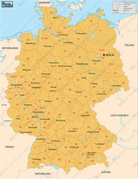 Postcodes Zip Codes Of Germany Map Of Europe Europe Map Gambaran