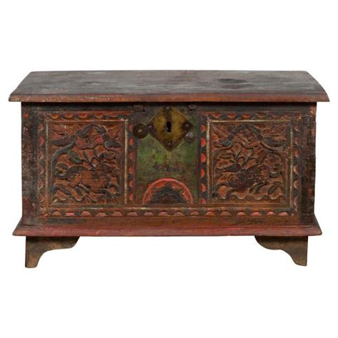 Hand Painted Carved Chinoiserie Trunk For Sale At 1stdibs