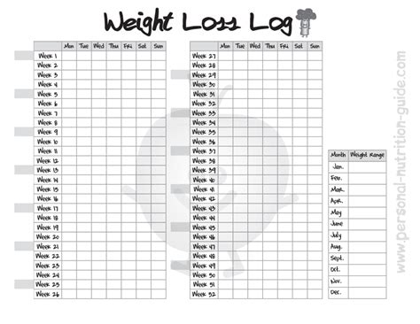 12 Week Weight Loss Charts Printable