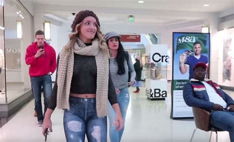 Naked Model Walks Mall Wearing Only Body Paint