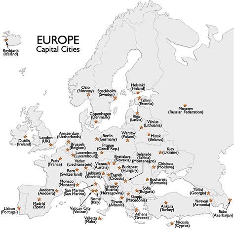 Europe Capital Cities Map And Information Page