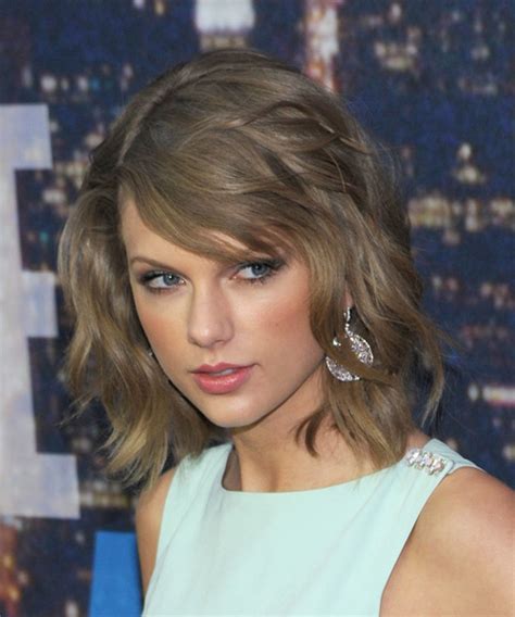 Taylor Swift Medium Straight Ash Blonde Hairstyle