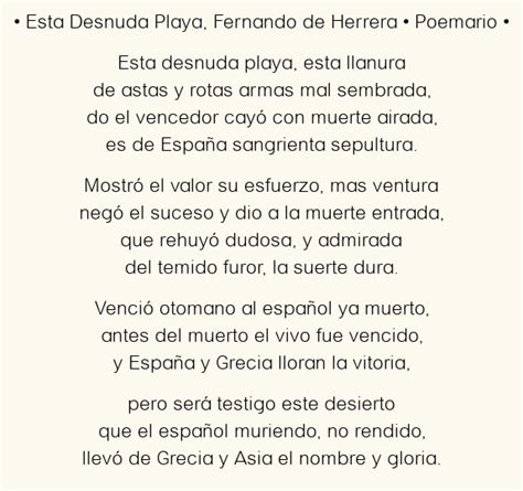 Esta Desnuda Playa Fernando De Herrera Poema Original En An Lisis