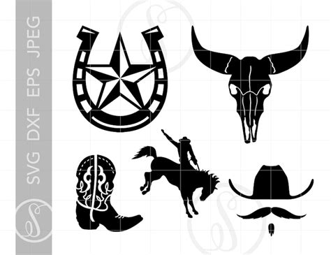 WESTERN Svg Clipart Western Silhouette Cut Files Download | Etsy