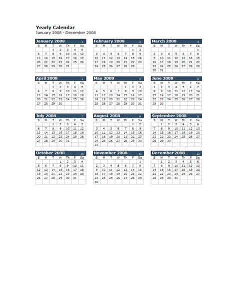 Excel Yearly Calendar Templates At