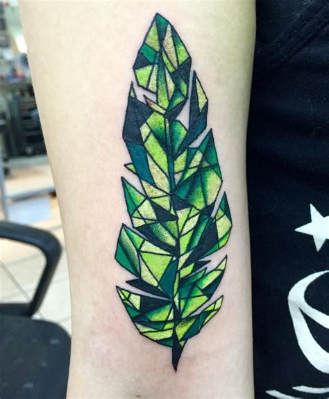 Stunning Geometric Leaf Tattoo