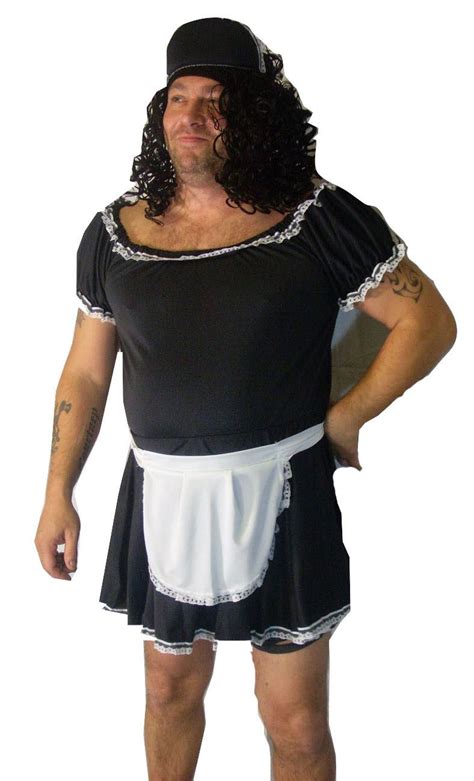 Male French Maid Stag Party Fancy Dress Mens Costume Uk Large To X