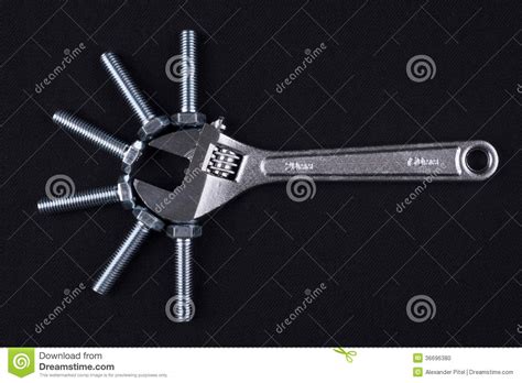 Adjustable Wrench And Screws Stock Photo Image Of Renovation