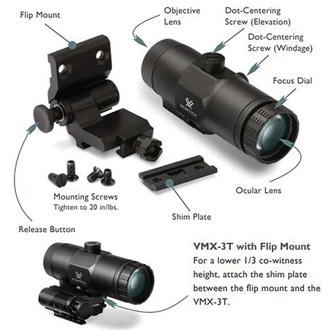 Vortex Optics Vmx 3t 3x Red Dot Sight Magnifier With Built In Flip