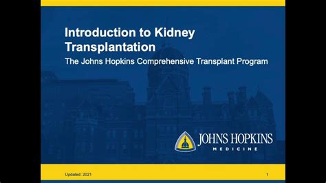 Johns Hopkins Introduction To Kidney Transplantation Youtube