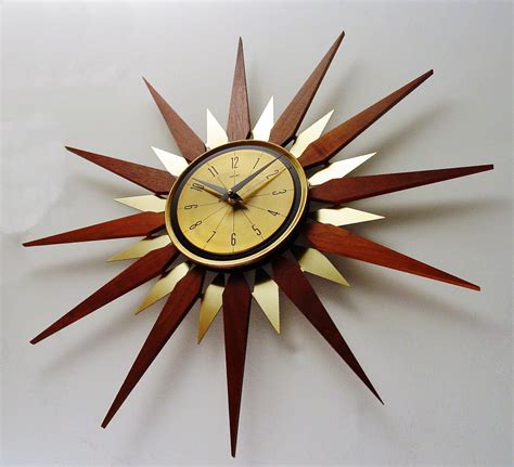 Starburst Clock By Welby Mid Century Modern 1970s Sunburst Etsy India