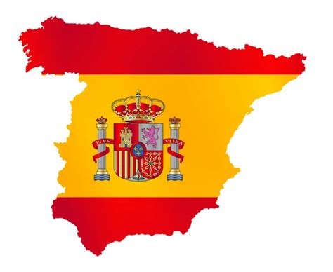 Silhouette Outline Map Flag Country Spain Stock Vector Image By