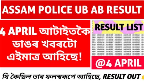 Assam Police Result Assam Ab Ub Apro Final Result Update Assam