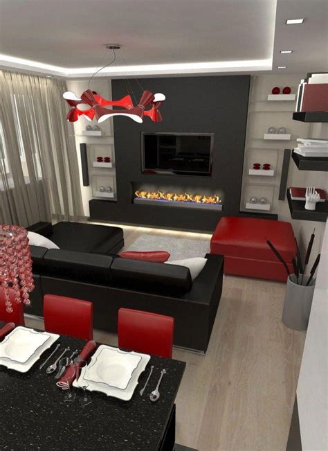 decorating  living room  black white  red home decor intended