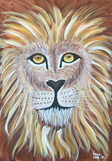 ️colorful Lion Acrylic Painting Free Download