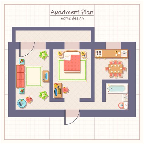 Vector Illustration Of Layout Plan For The Apartment Hoodoo Wallpaper